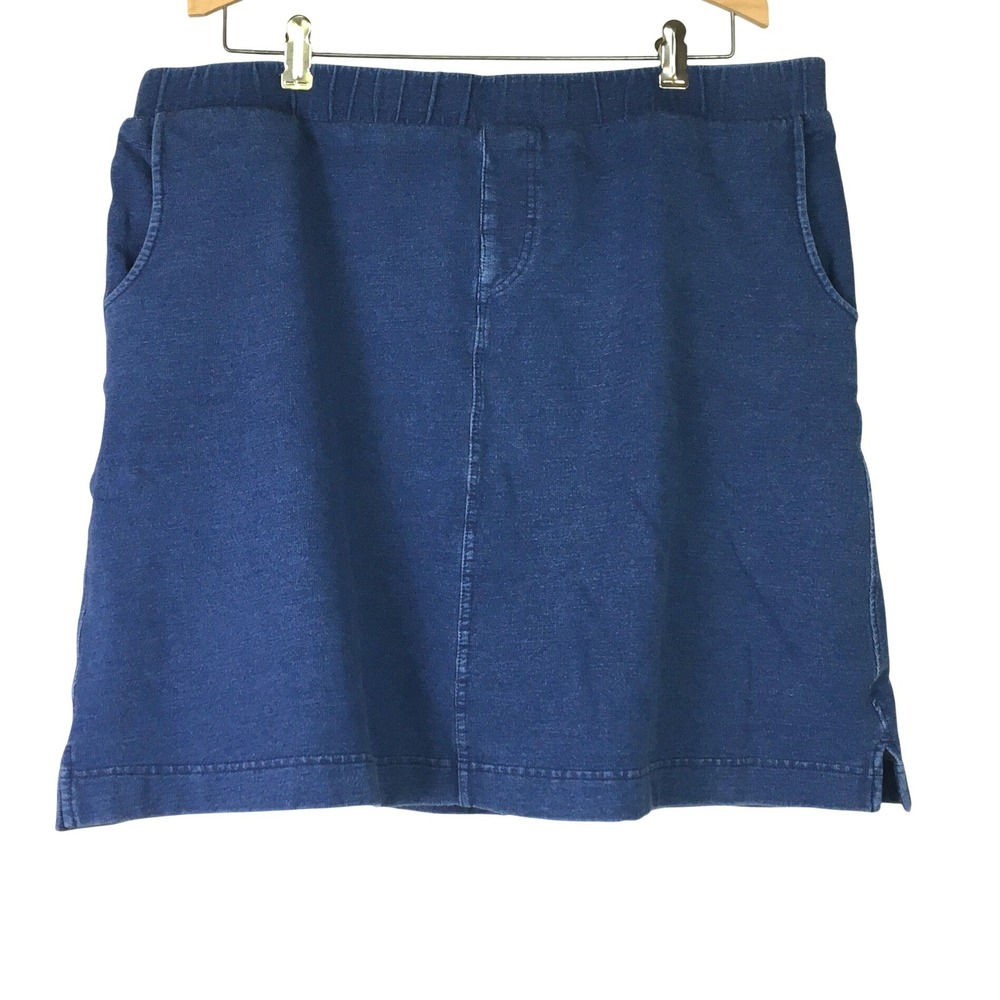 NorthStyle French Terry Elastic Waist Skort XL Blue Jean Look